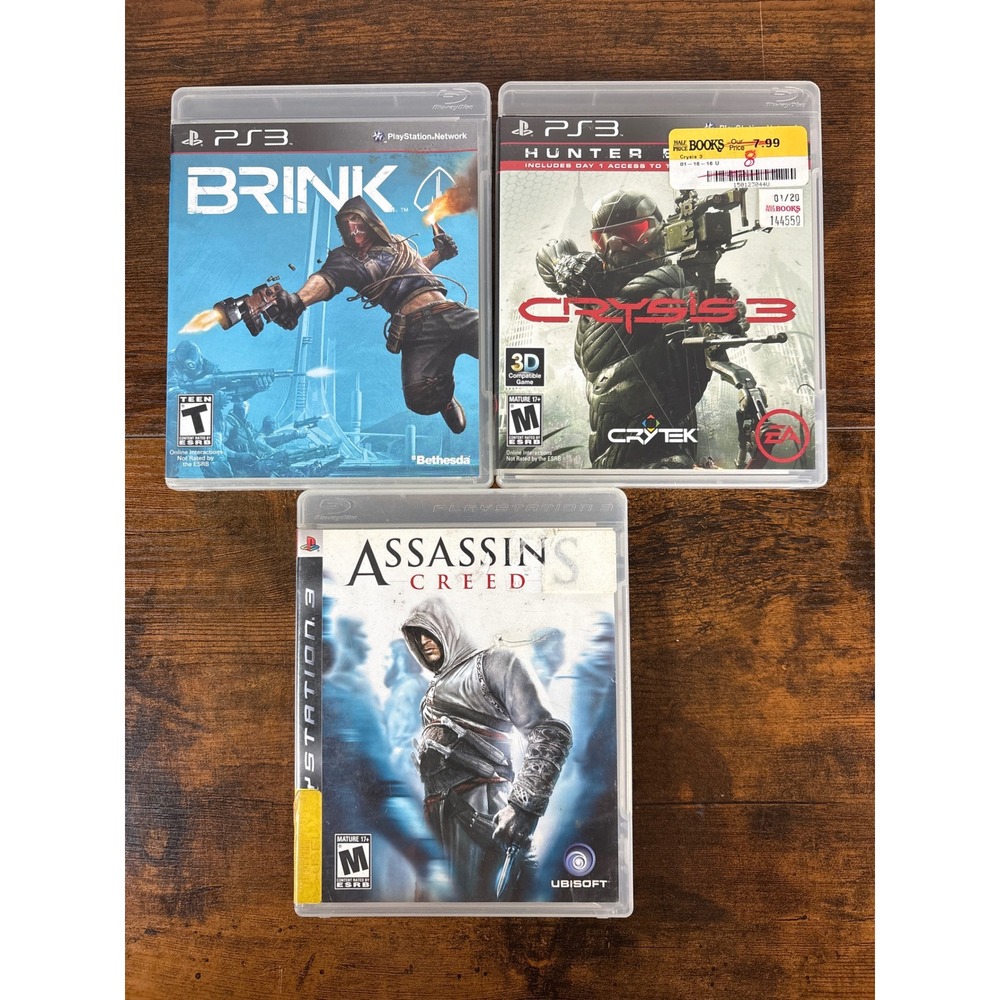 PS3 Game Lot Brink Crysis 3 Hunter Edition Assassins Creed Sony PlayStation 3